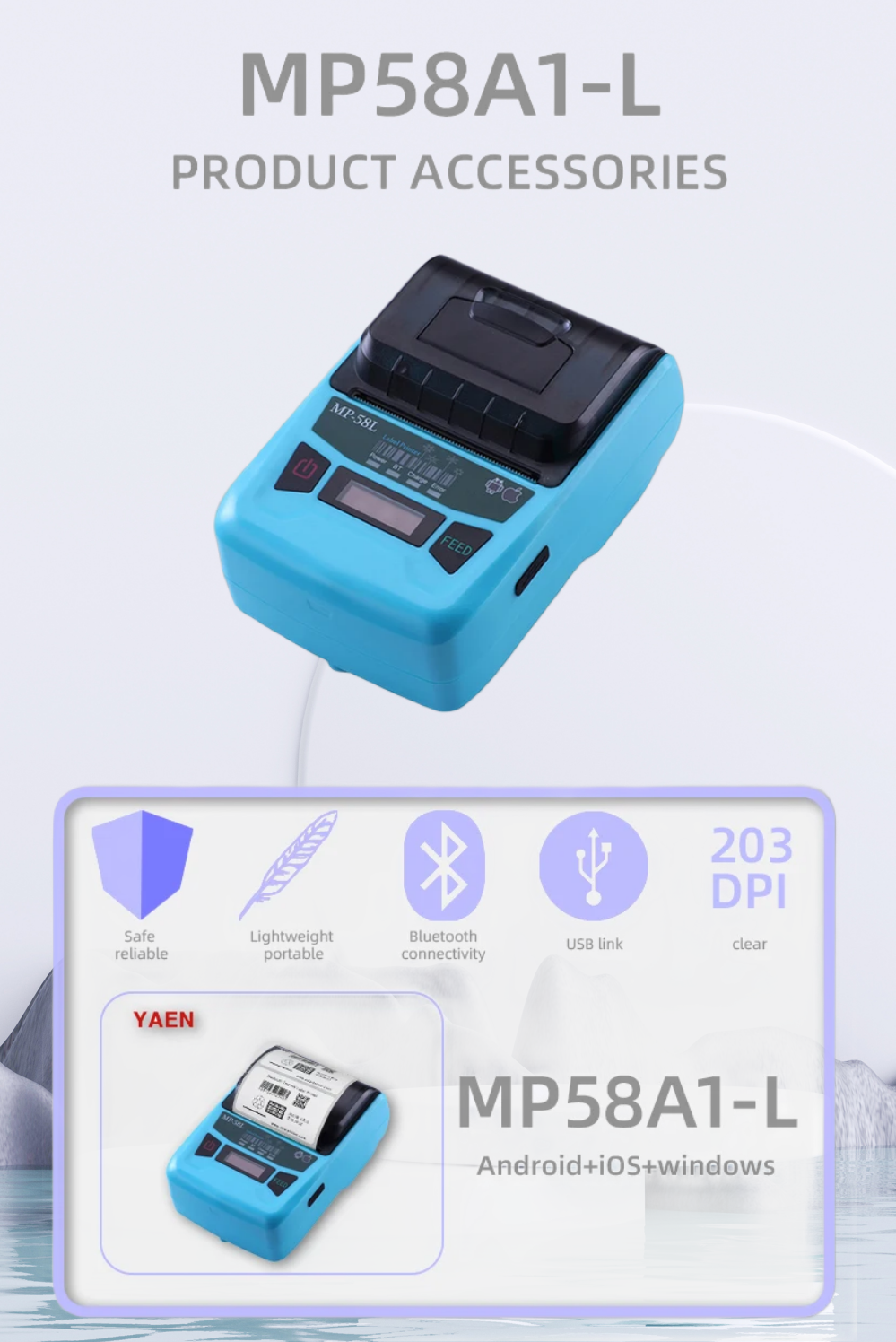 Portable Small Mini Thermal Food BT Mobile Label Printer Machine Stickers Labels For Sticker Supermarket Shelf Label Printer
