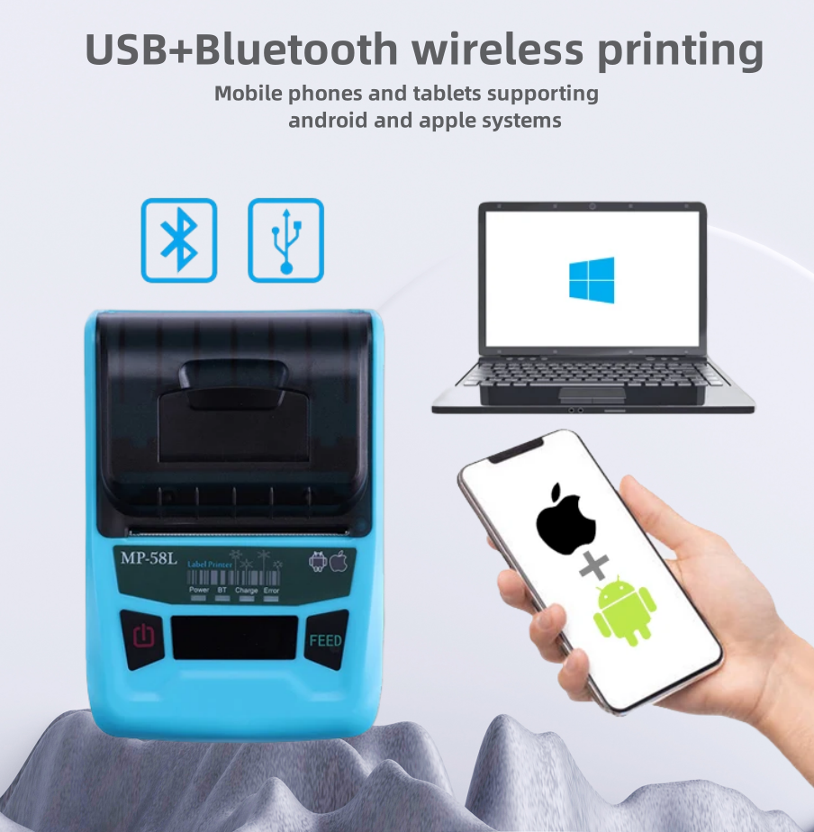 Portable Small Mini Thermal Food BT Mobile Label Printer Machine Stickers Labels For Sticker Supermarket Shelf Label Printer