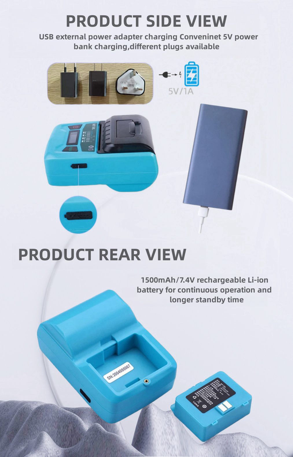 Portable Small Mini Thermal Food BT Mobile Label Printer Machine Stickers Labels For Sticker Supermarket Shelf Label Printer