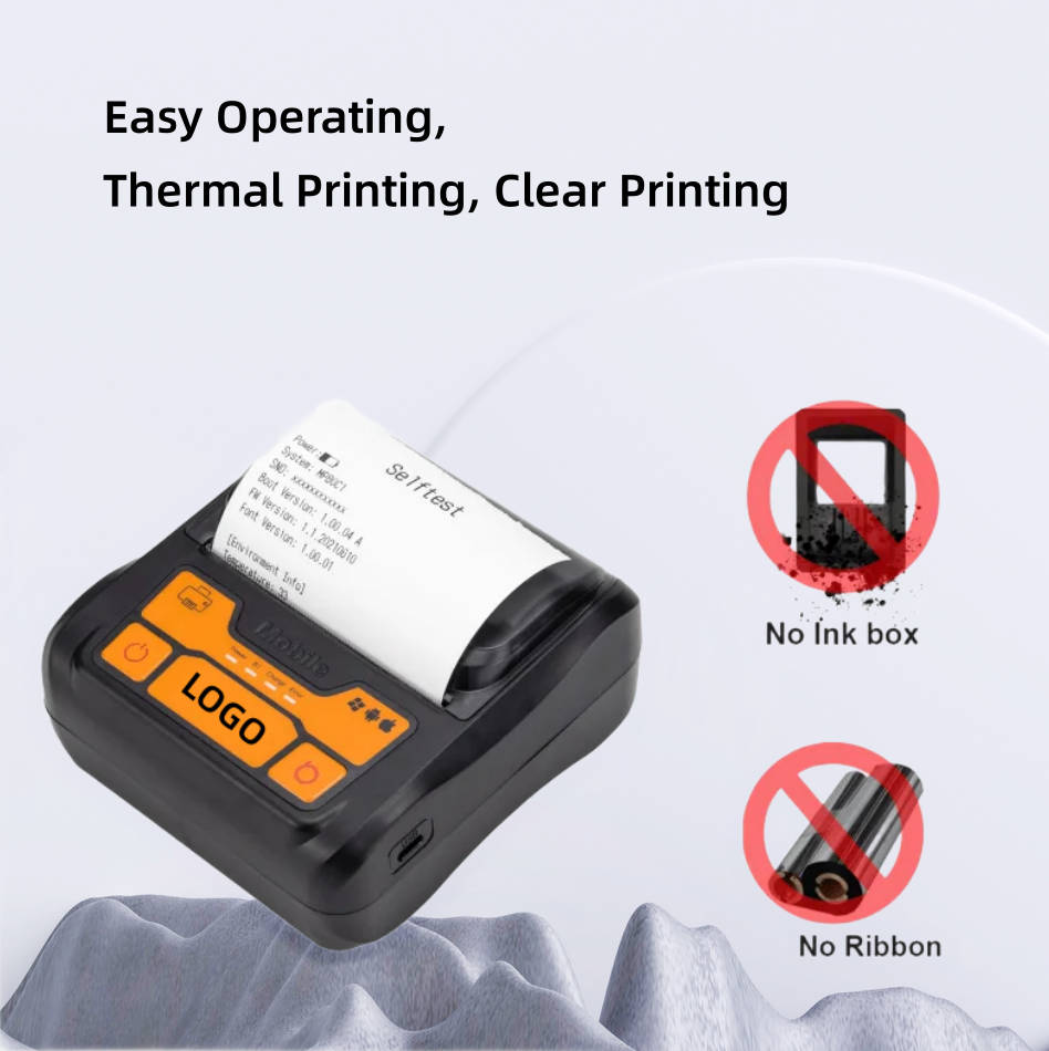Portable Wireless 80mm POS Printer, Mobile Thermal Receipts Printer, USB & Bluetooth Connection, Compatible with Android and iOS /Windows