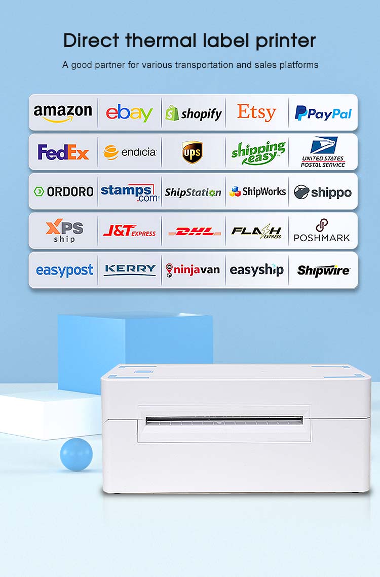 Bluetooth Thermal Shipping Label Printer, Wireless 4x6 Shipping Label Printer for Shipping Packages, Support Android, iPhone and Windows Mac, Widely Used for Amazon, Ebay, Shopify