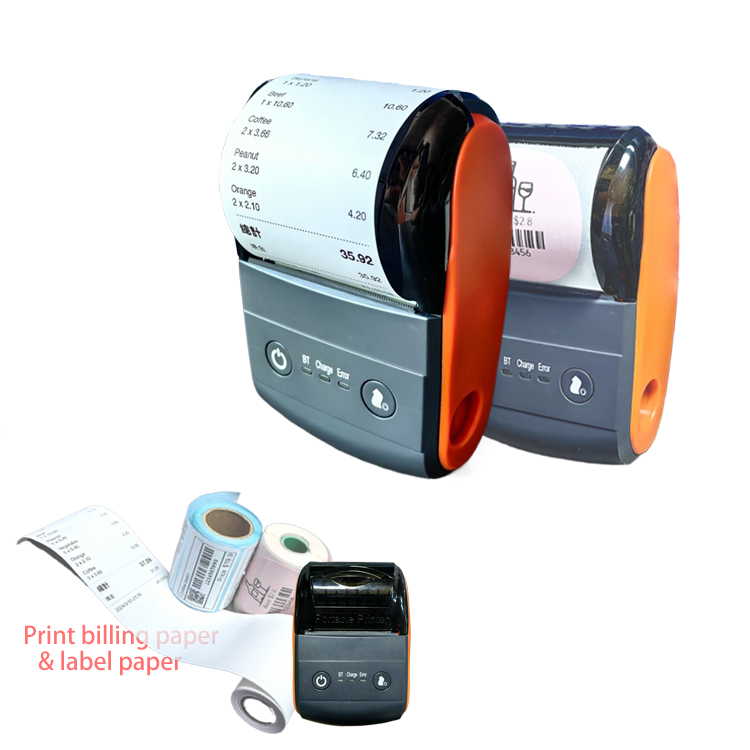 Bluetooth Thermal Receipt Printer, 58mm Thermal Shipping Label Printer, Portable Cordless Label Maker Machine for Office Retail Store Restaurant
