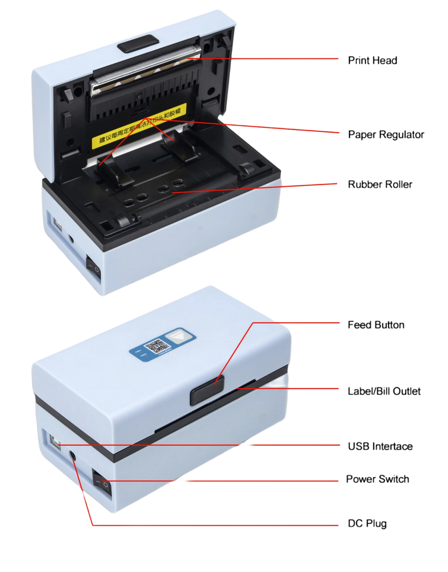 High Speed Thermal Sticker Label Printer Blue tooth Machine Portable Waybill Thermal Shipping Label Printer