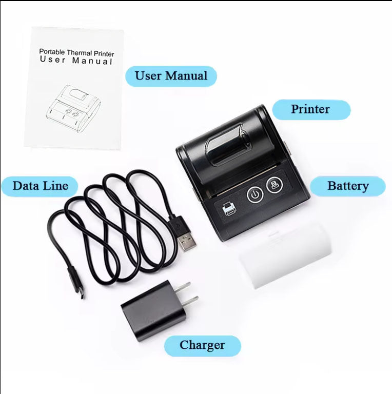 Small Wireless Blue tooth Printer Portable White Thermal Receipt Printer 58mm Mobile Thermal Printer Pocket Inkless