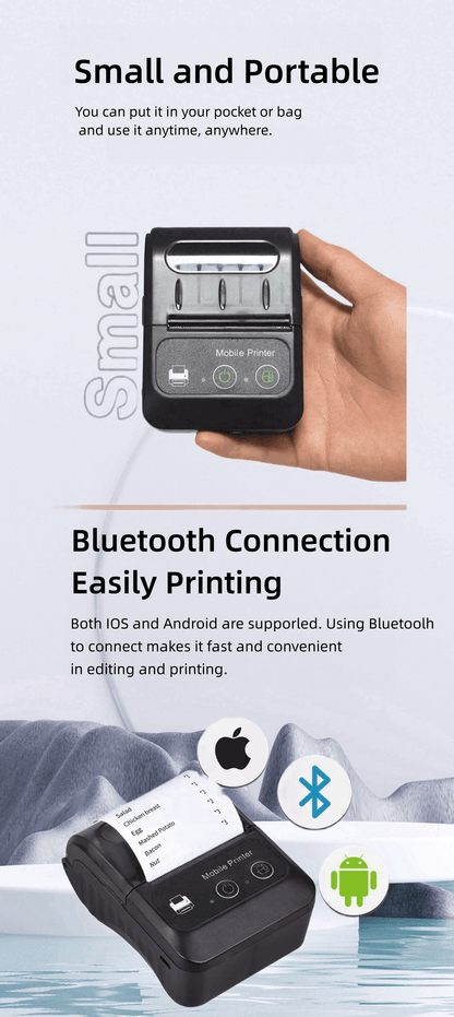 Small Mini Pocket Printer 58mm Receipt Wireless Portable Photo Thermal Printer BT For Mobile Phone
