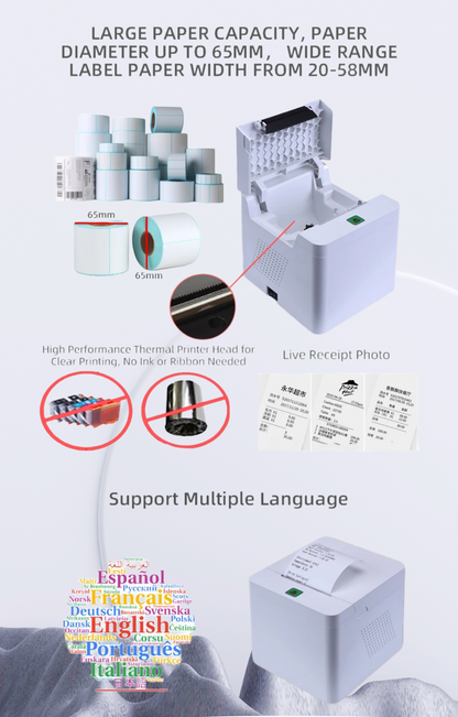 High Quality OEM Thermal Sticker Blue tooth Printer Pos Machine 58mm Pos Thermal Receipt Printer Support Cashbox Interfaces