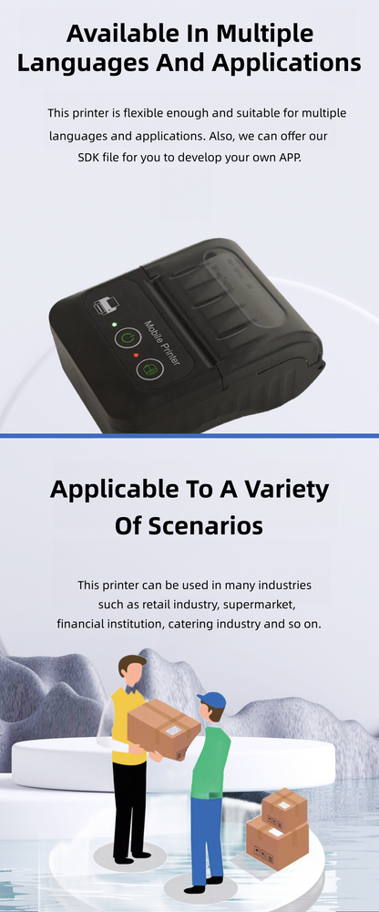 Small Mini Pocket Printer 58mm Receipt Wireless Portable Photo Thermal Printer BT For Mobile Phone