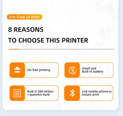 Portable Printers Wireless for Travel, Inkless Thermal Printer, Bluetooth Mobile Compact Printer Support 8.5" X 11" US Letter & A4 Size, Compatible with iPhone Android Laptop for Home Car Office