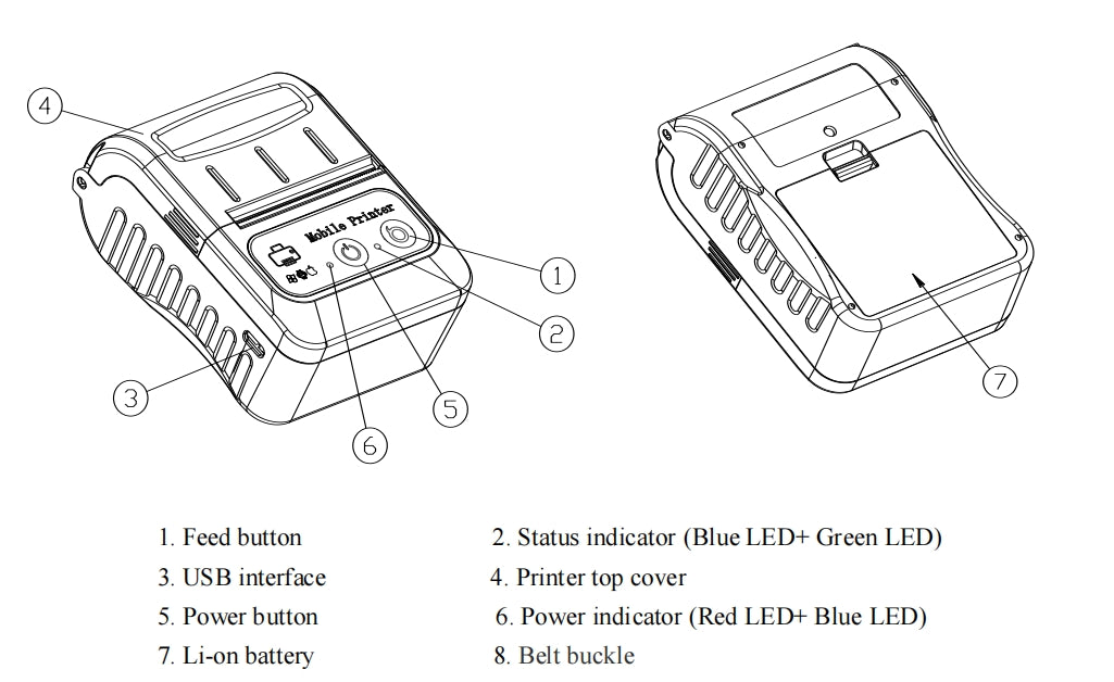 Small Mini Pocket Printer 58mm Receipt Wireless Portable Photo Thermal Printer BT For Mobile Phone