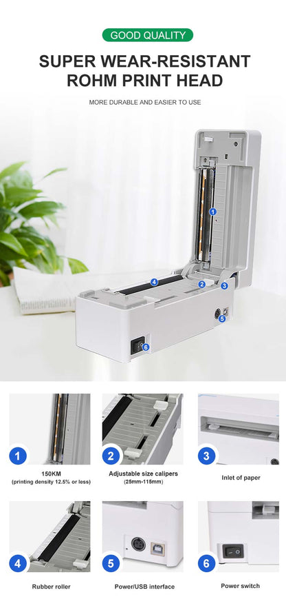 Bluetooth Thermal Shipping Label Printer, Wireless 4x6 Shipping Label Printer for Shipping Packages, Support Android, iPhone and Windows Mac, Widely Used for Amazon, Ebay, Shopify