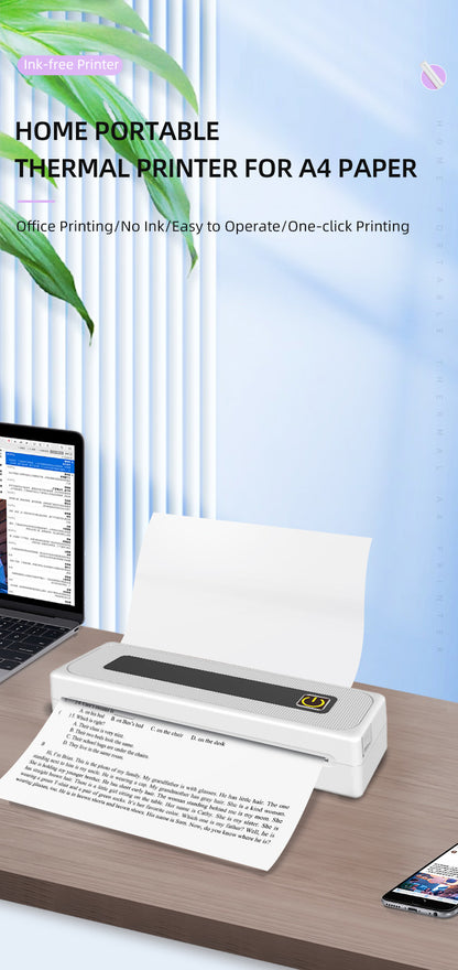 Portable Thermal Printer for Travel Mobile Inkless Printers, Wireless Small Printer for Home Use, Office, Vehicles, Bluetooth Printers Supports 8.5" x 11" US Letter & A4