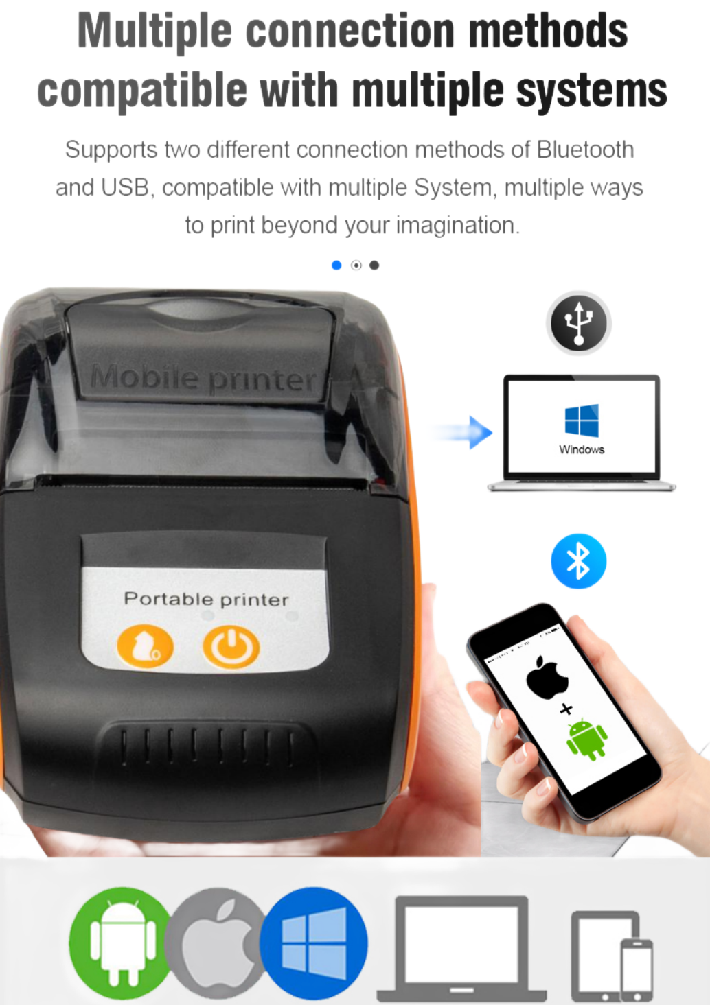 Portable Receipt Printer PT-210 BT Thermal Machine Wireless Hand Receipt Printer Without Ink For Android And IOS