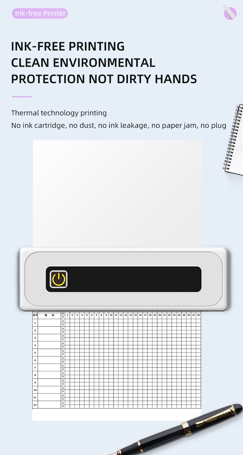 Portable Thermal Printer for Travel Mobile Inkless Printers, Wireless Small Printer for Home Use, Office, Vehicles, Bluetooth Printers Supports 8.5" x 11" US Letter & A4