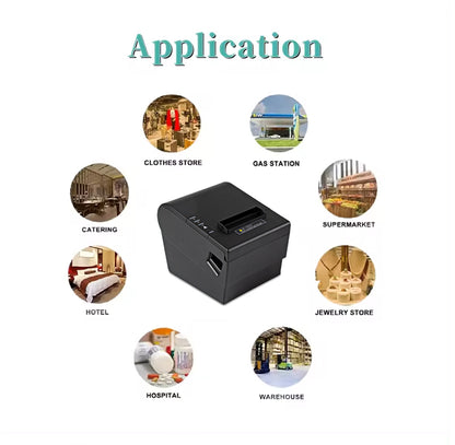 POS Printer, 80mm Thermal Receipt Printer, Restaurant Kitchen Printer with Auto Cutter, USB Interface
