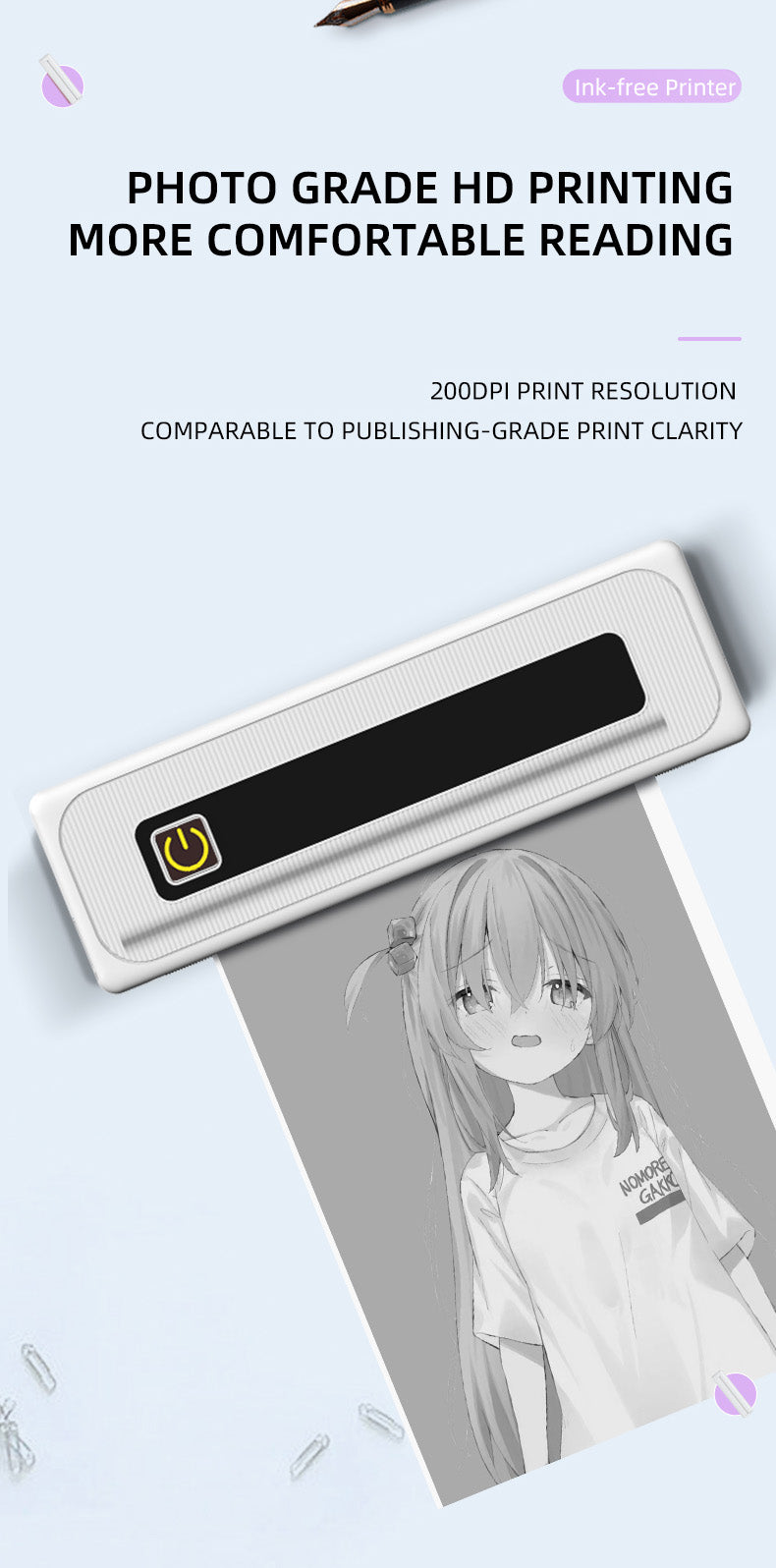 Portable Thermal Printer for Travel Mobile Inkless Printers, Wireless Small Printer for Home Use, Office, Vehicles, Bluetooth Printers Supports 8.5" x 11" US Letter & A4