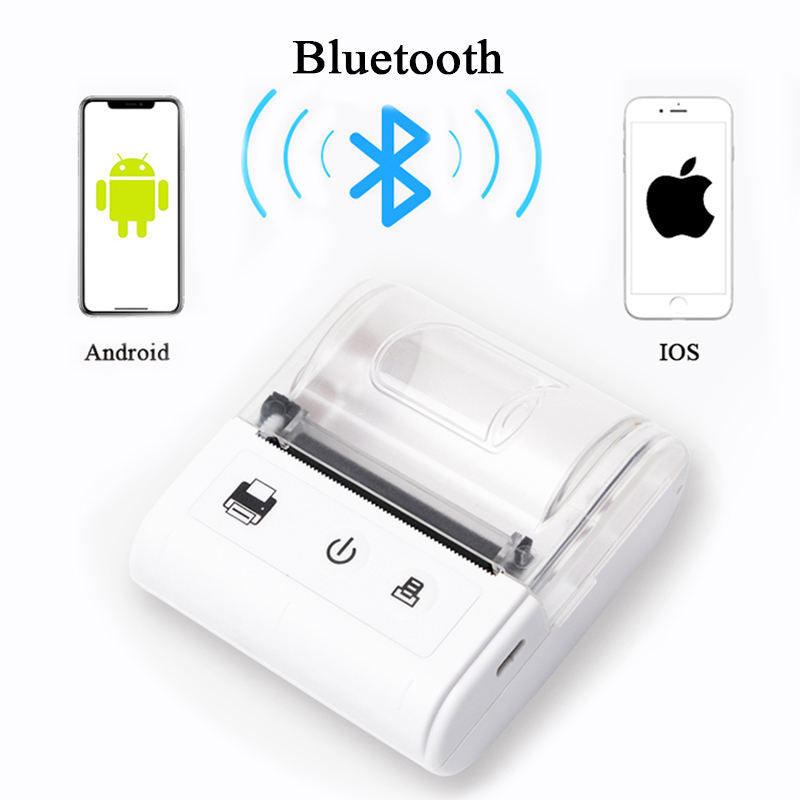 Small Wireless Blue tooth Printer Portable White Thermal Receipt Printer 58mm Mobile Thermal Printer Pocket Inkless