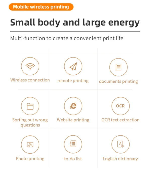 Cheap Hot Sale A4 Portable Mini Thermal Printer Wireless BT Fit w/OS Android Mobile Photo Printer 210mm Paper USB Rechargeable