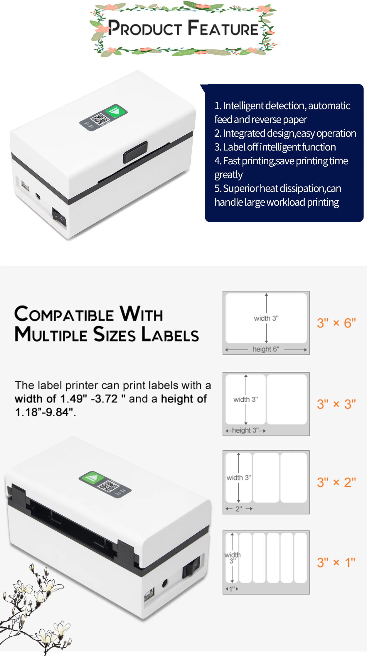 High Speed Thermal Sticker Label Printer Blue tooth Machine Portable Waybill Thermal Shipping Label Printer