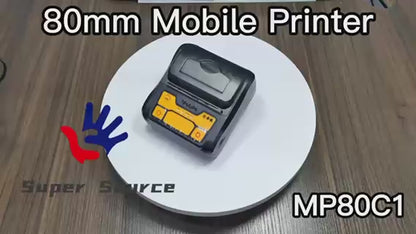 Portable Wireless 80mm POS Printer, Mobile Thermal Receipts Printer, USB & Bluetooth Connection, Compatible with Android and iOS /Windows